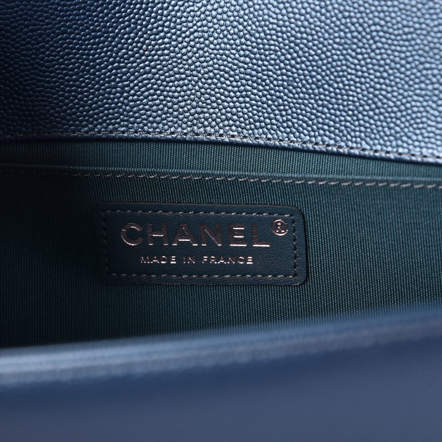 Metallic Caviar Quilted Medium Boy Flap Turquoise