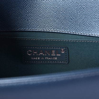 Chanel Metallic Caviar Quilted Medium Boy Flap Turquoise 6 of 9