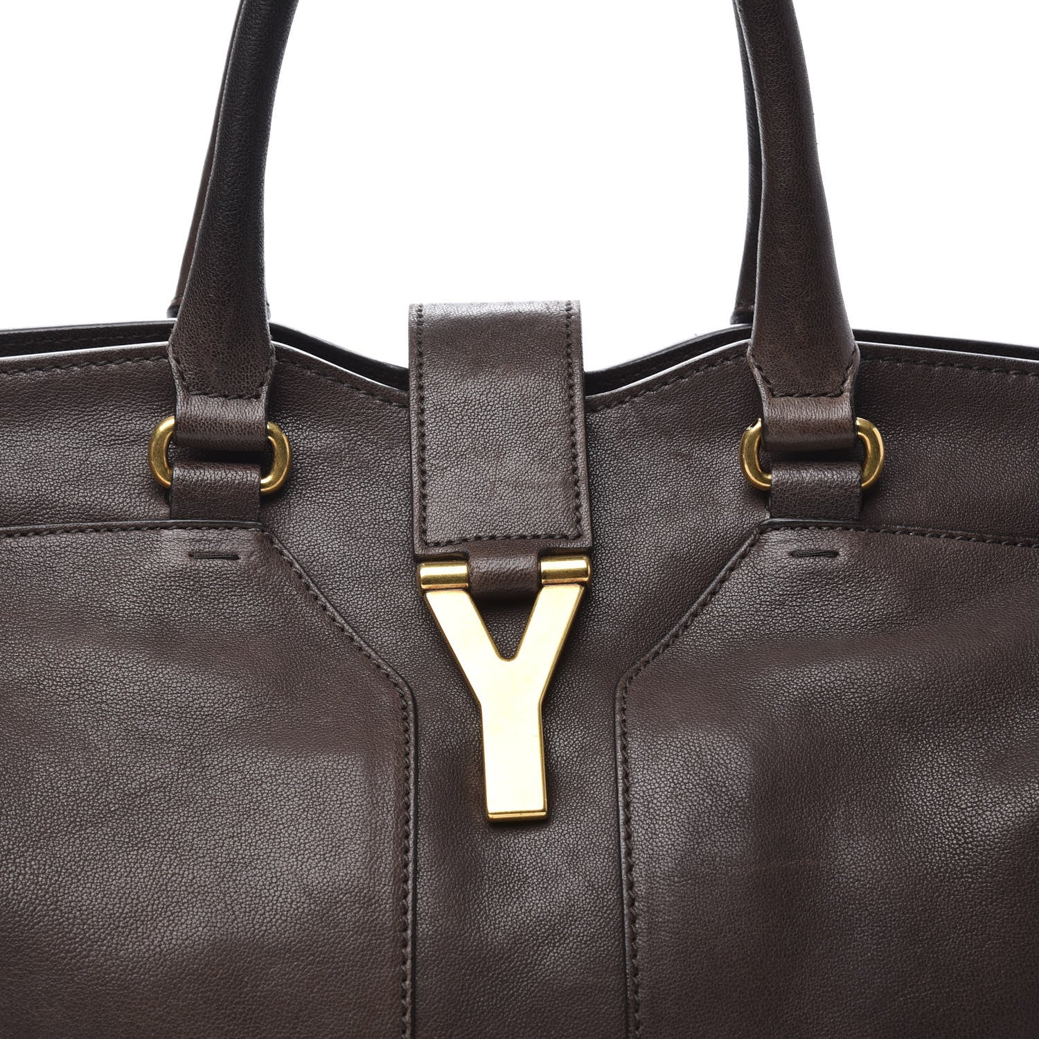 Saint Laurent Calfskin Medium Cabas ChYc Dark Brown 9 of 9