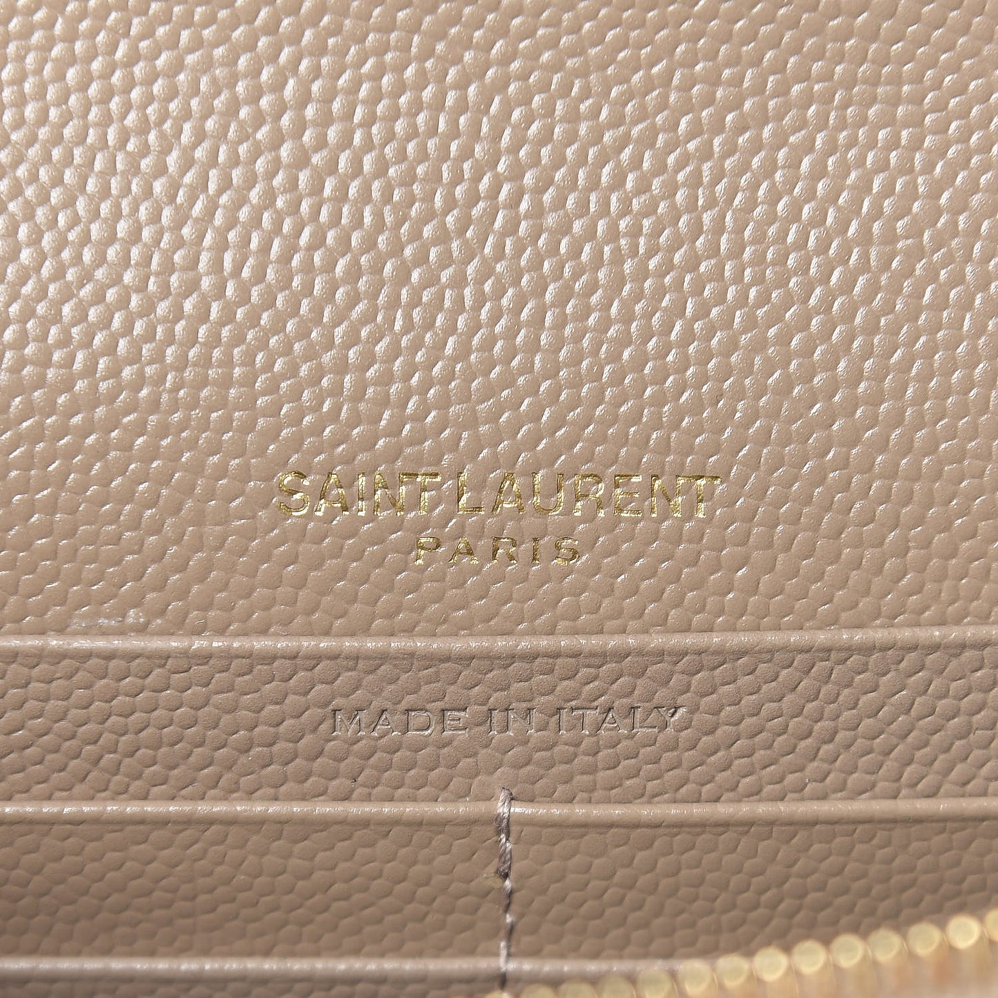 Grain De Poudre Matelasse Chevron Monogram Envelope Chain Wallet Taupe