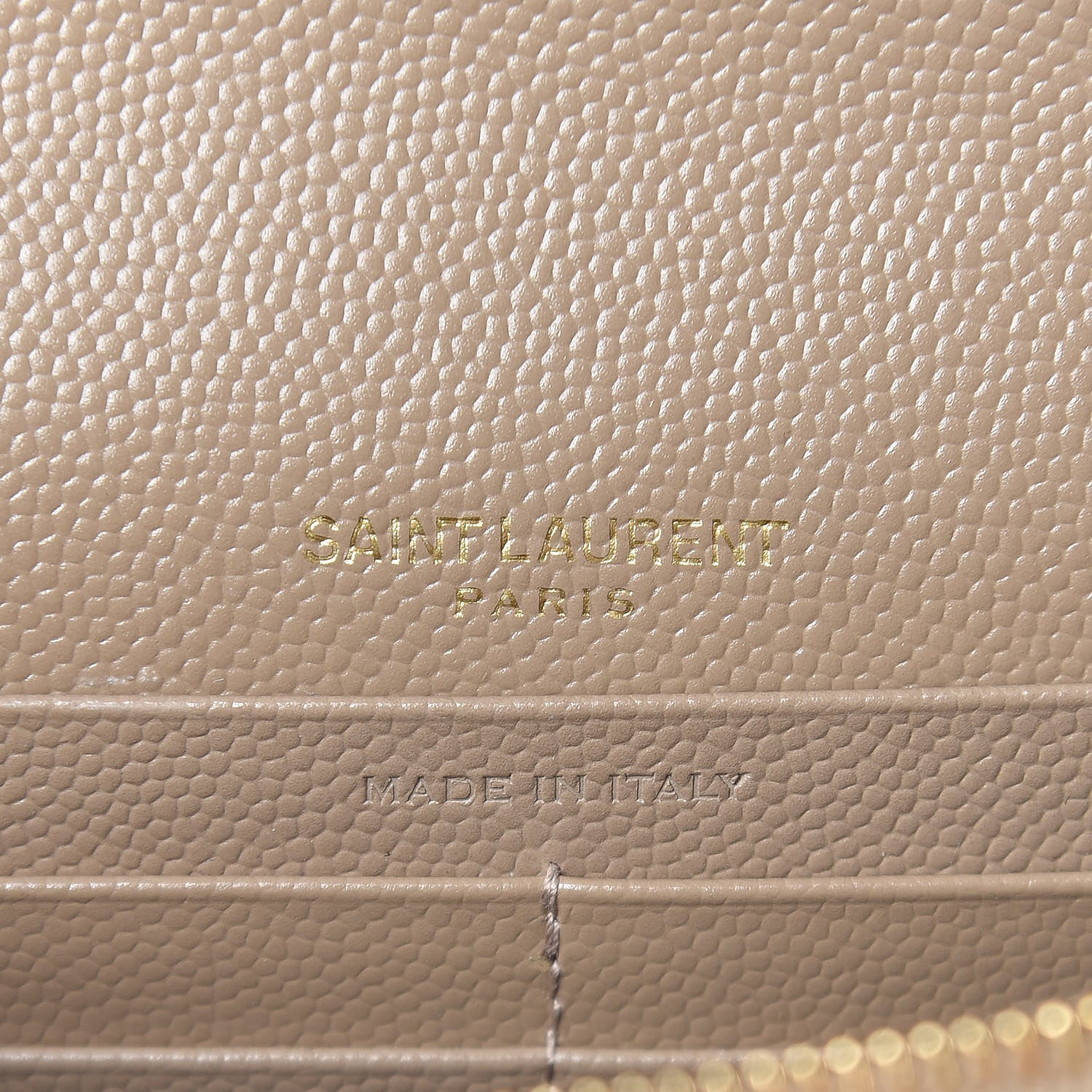 Saint Laurent Grain De Poudre Matelasse Chevron Monogram Envelope Chain Wallet Taupe 6 of 10