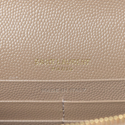 Saint Laurent Grain De Poudre Matelasse Chevron Monogram Envelope Chain Wallet Taupe 6 of 10