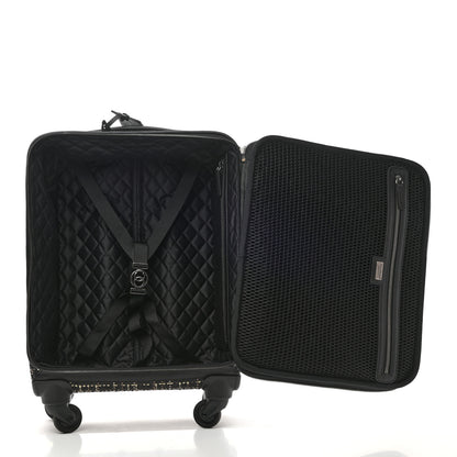 Chanel Tweed Calfskin Quilted Coco Case Trolley Rolling Luggage Black 4 of 8