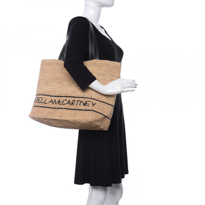 Stella McCartney Raffia Faux Leather Medium Tote Sand 2 of 9