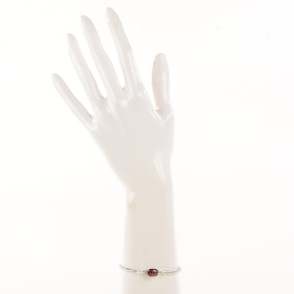 David Yurman Sterling Silver Garnet Diamond 7mm Petite Wheaton Bracelet 2 of 5