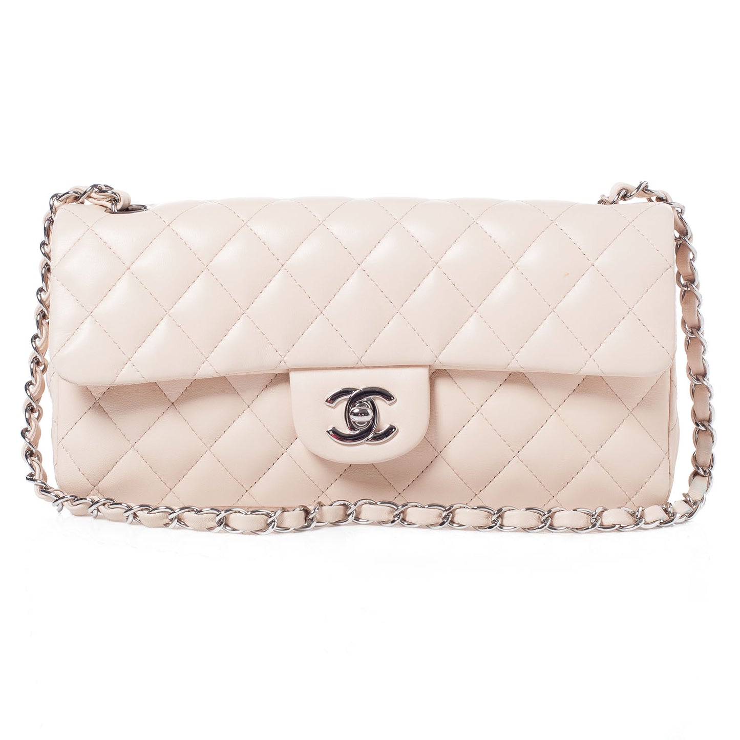 Lambskin East West Flap Beige Clair