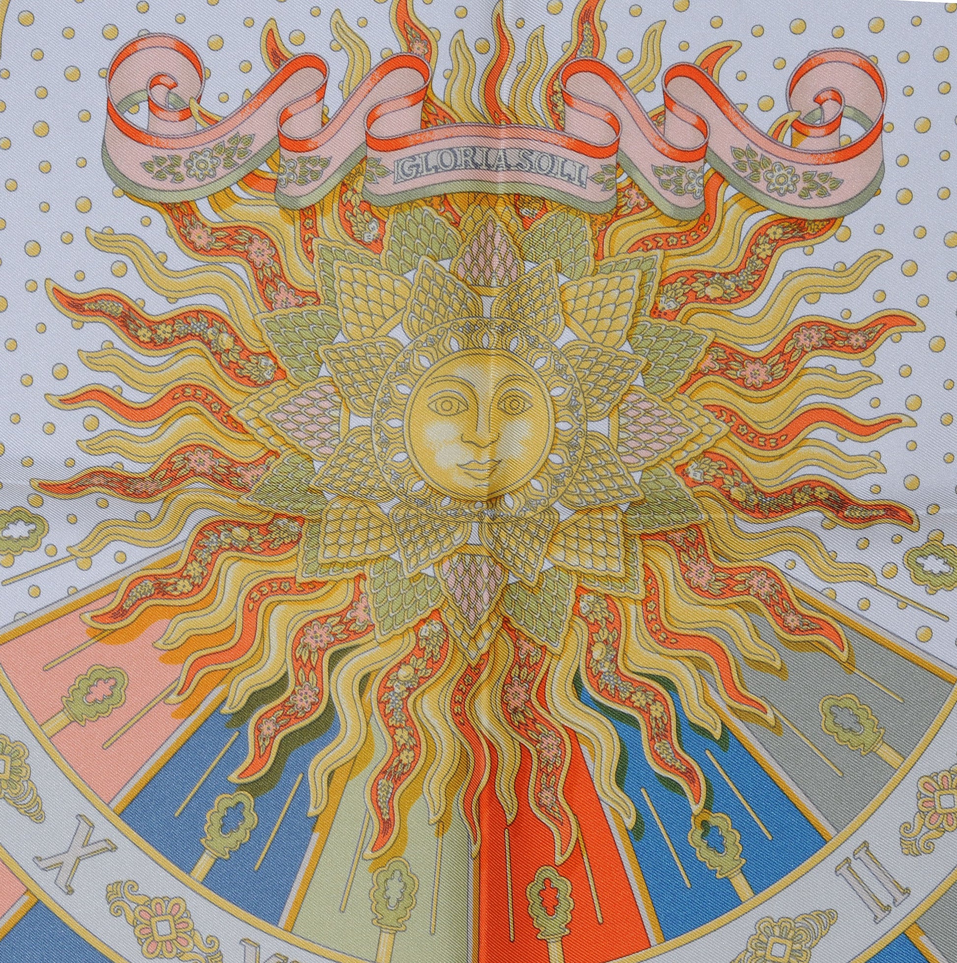 Hermes Silk Gloria Soli Pocket Square Scarf 1 of 6