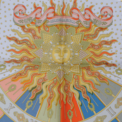Hermes Silk Gloria Soli Pocket Square Scarf 1 of 6