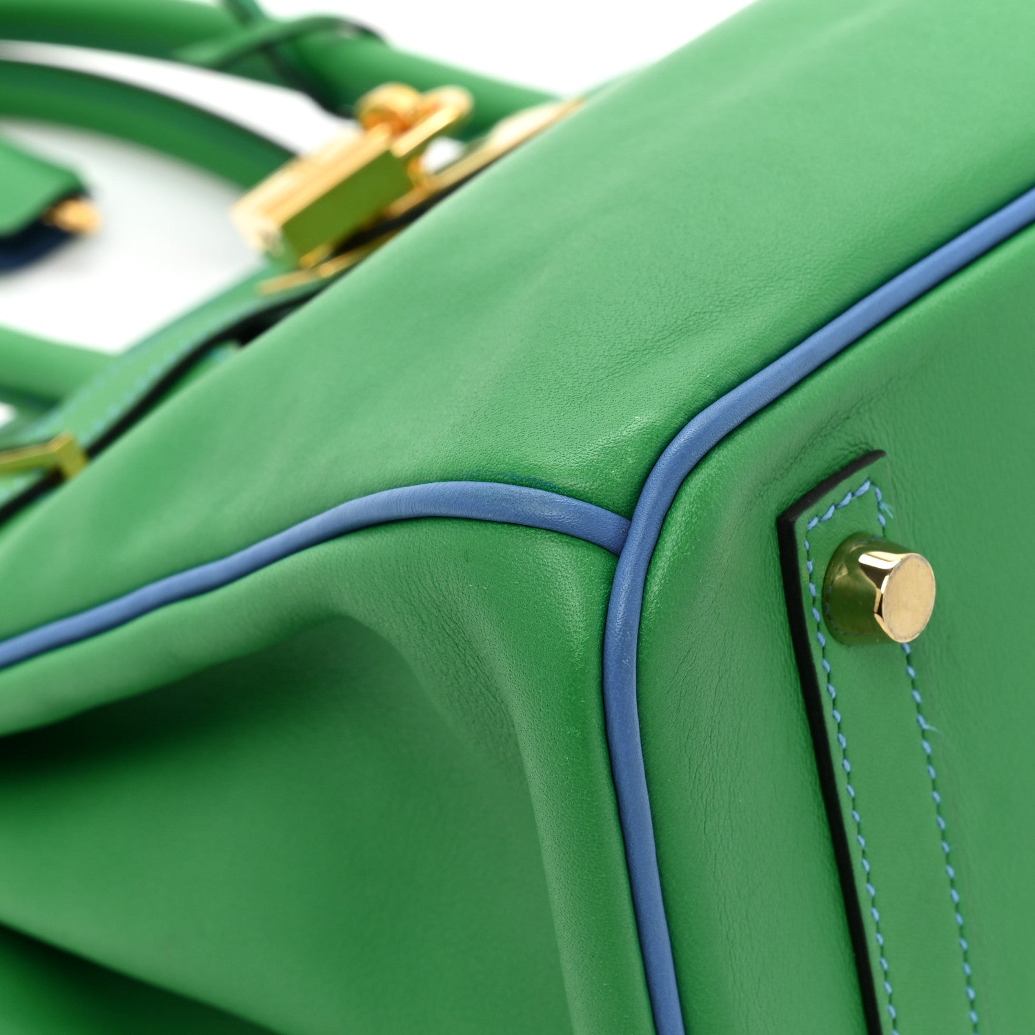 Hermes Swift Horseshoe Birkin 30 Vert Vertigo Bleu Hydra 9 of 12