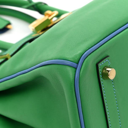 Hermes Swift Horseshoe Birkin 30 Vert Vertigo Bleu Hydra 9 of 12