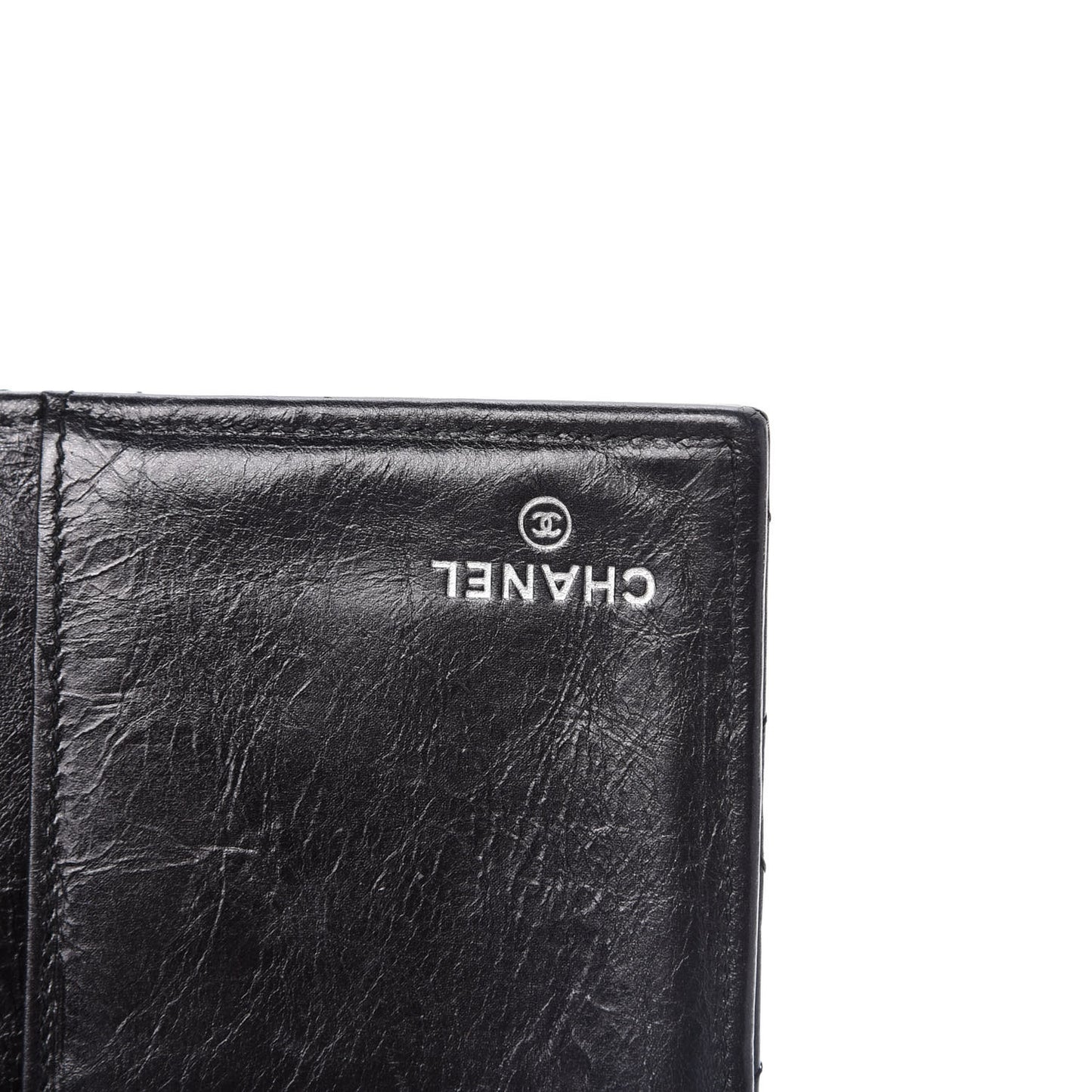 Metallic Aged Calfskin Quilted Reissue Long Flap Wallet So Black
