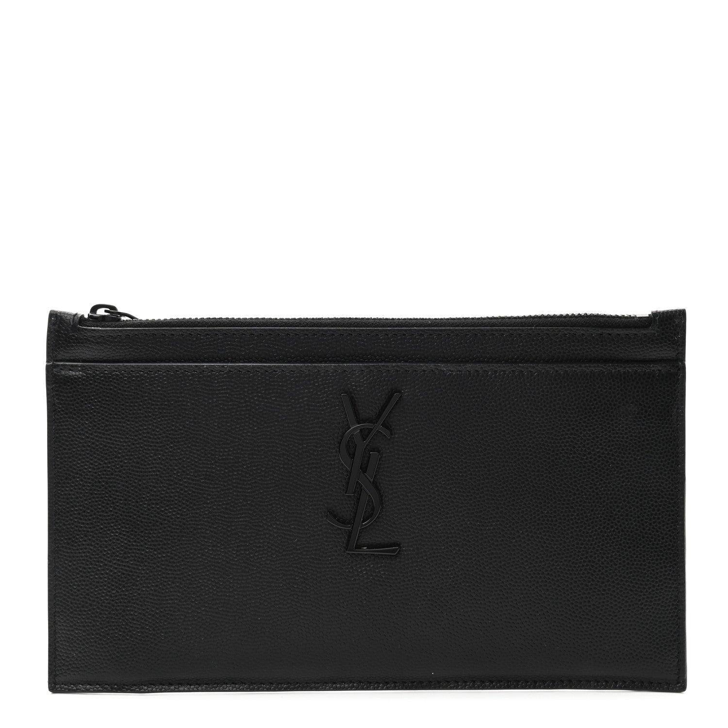 Saint Laurent Grain De Poudre Monogram Bill Pouch Black 1 of 7