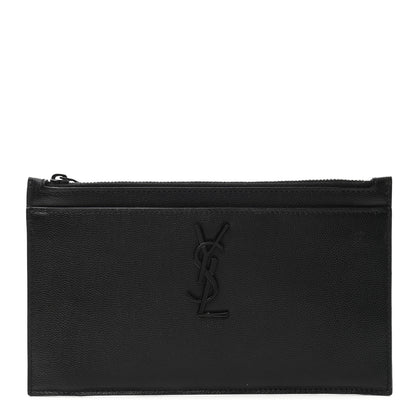 Saint Laurent Grain De Poudre Monogram Bill Pouch Black 1 of 7