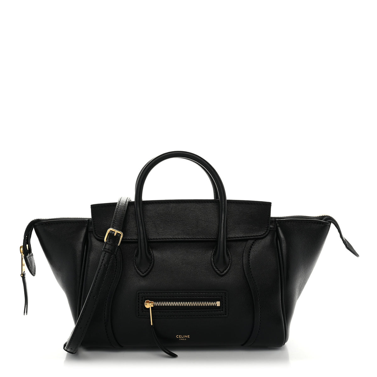 Supple Shiny Lambskin Little New Luggage Black