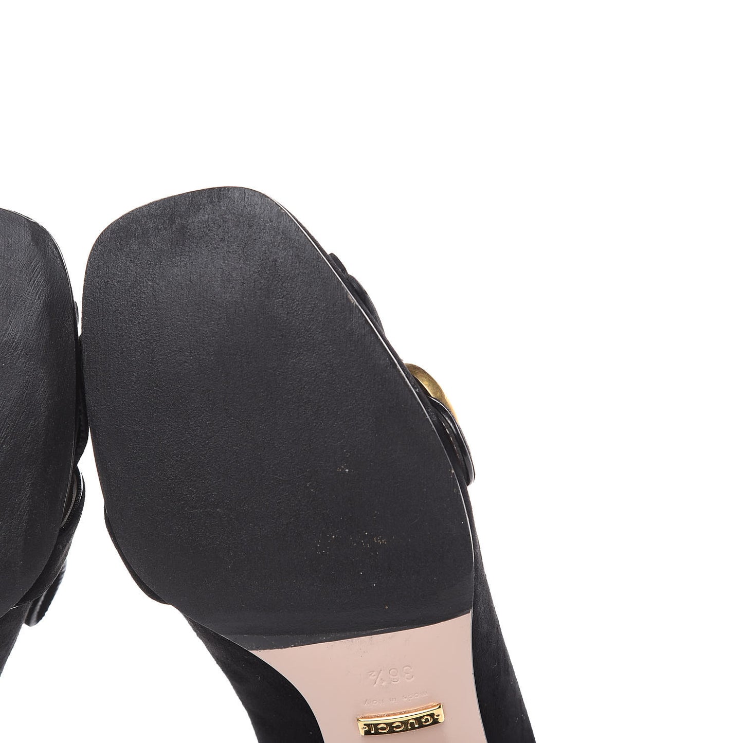 Kid Scamosciato GG Marmont Fringe 50mm Loafer Pumps 36.5 Black