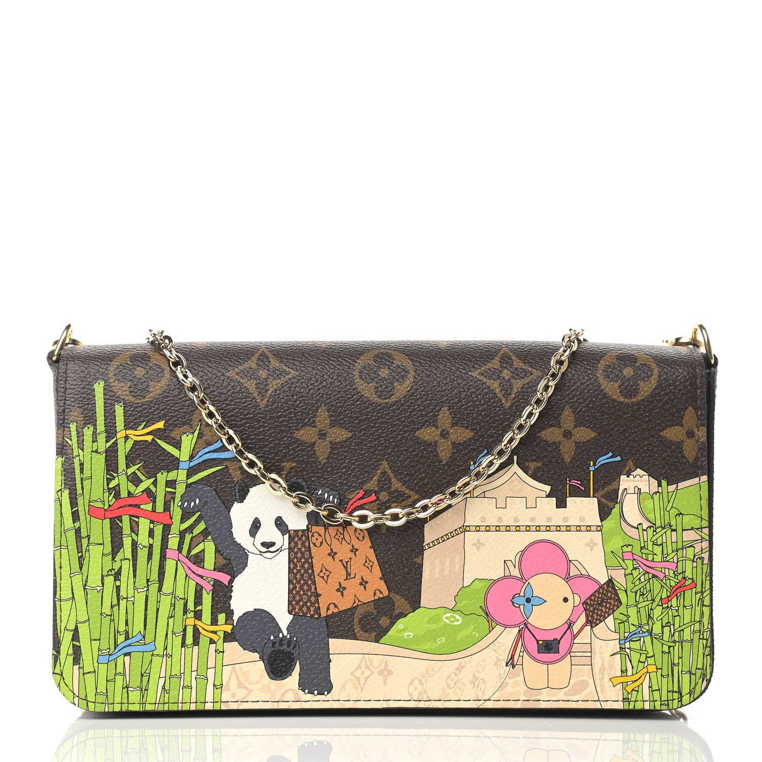Louis Vuitton Monogram 2021 Christmas Animation China Wall Pochette Felicie Chain Wallet Myosotis Blue 3 of 9