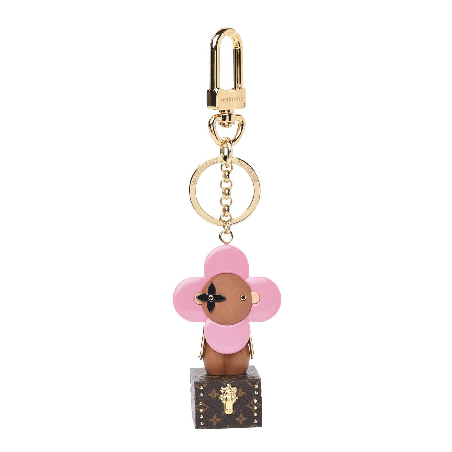 Resin Wood Vivienne Trunk VIP Bag Charm Key Holder Pink