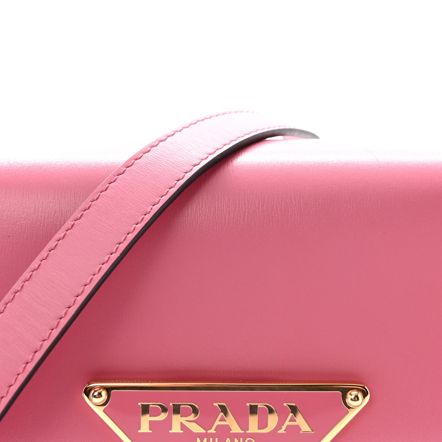 Box Calfskin Triangle Embleme Flap Shoulder Bag Begonia