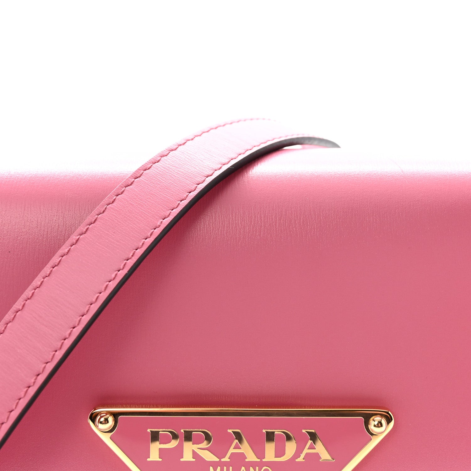 Prada Box Calfskin Triangle Embleme Flap Shoulder Bag Begonia 7 of 9