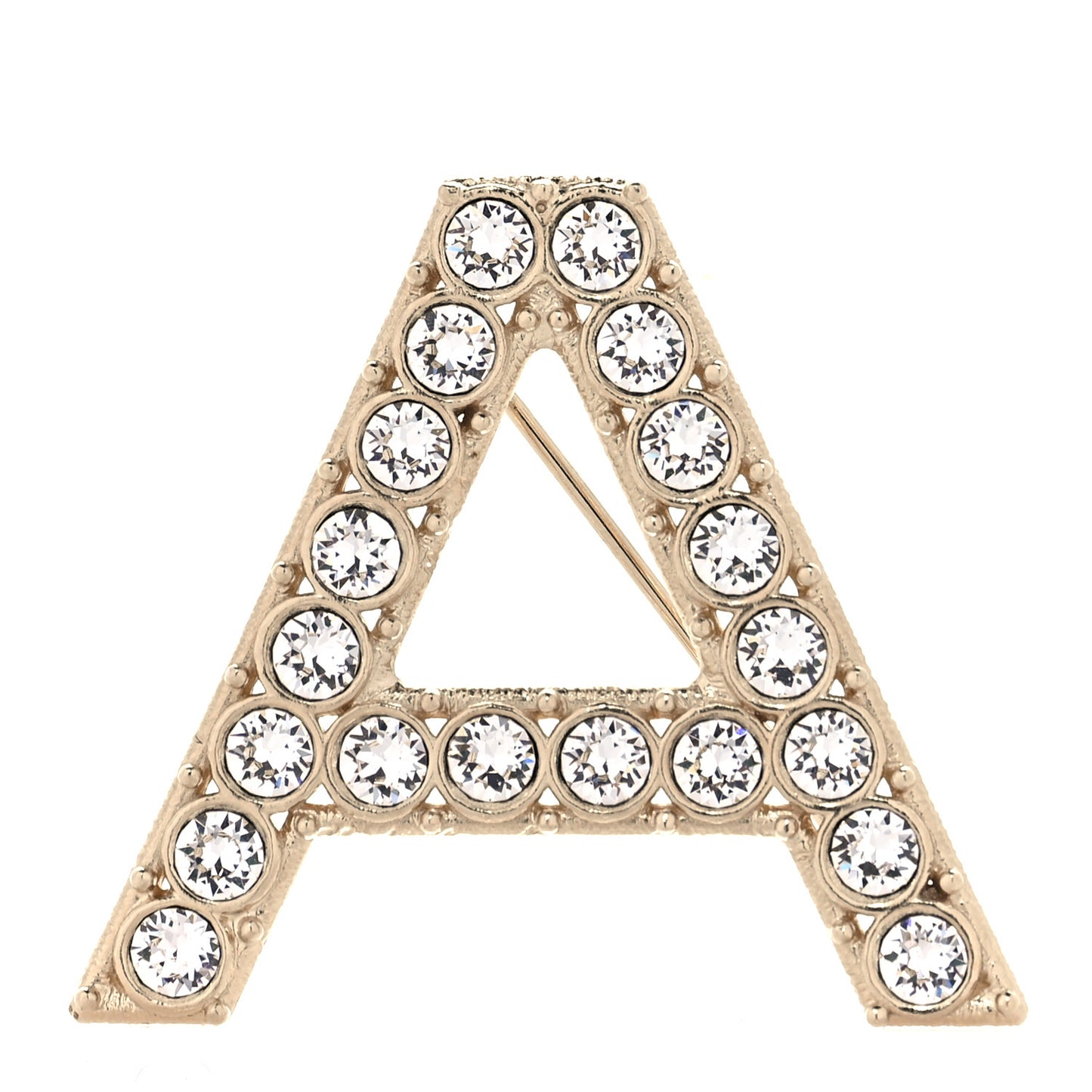 Crystal Cha-Nel Logo Brooch Set Gold