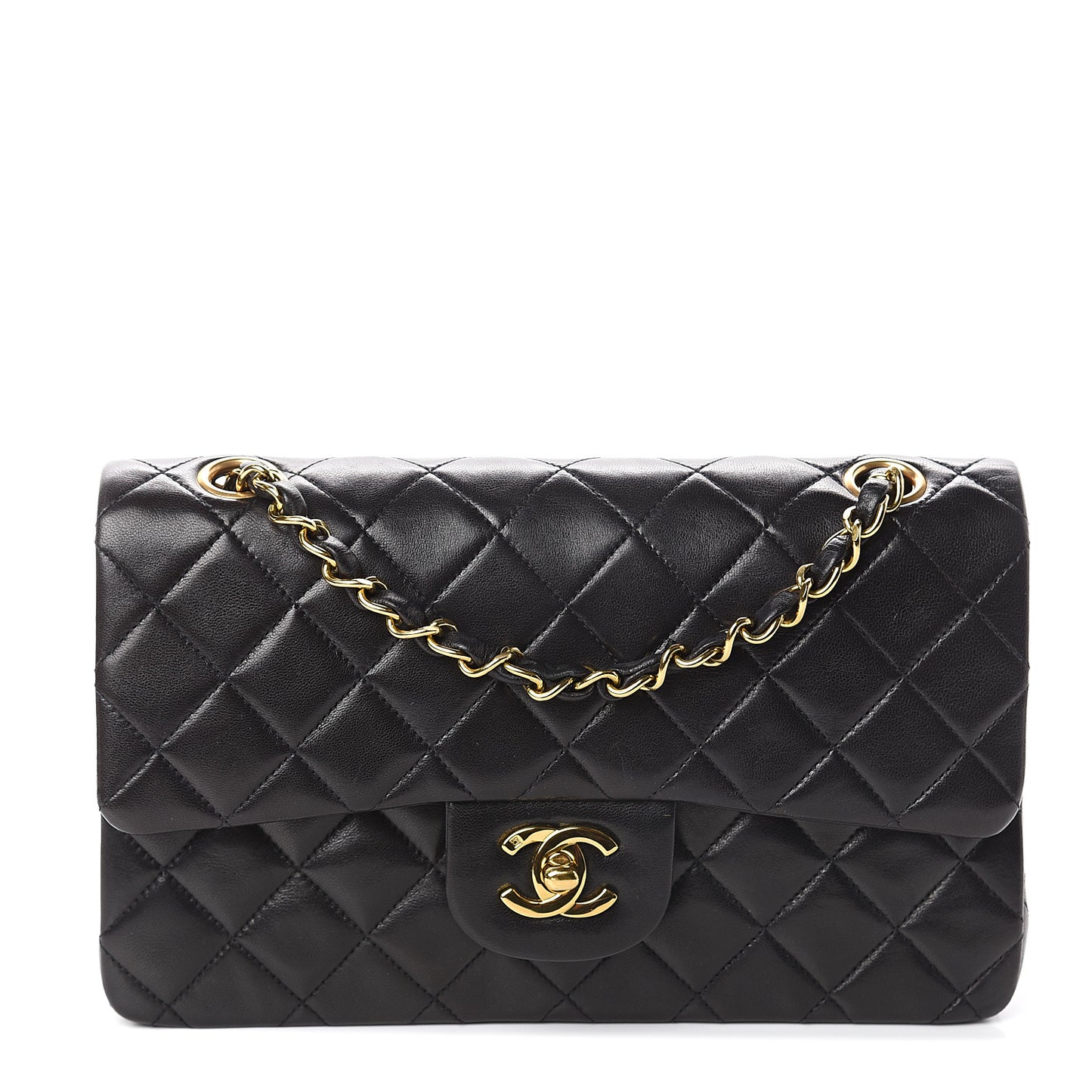 Lambskin Quilted Small Double Flap Black
