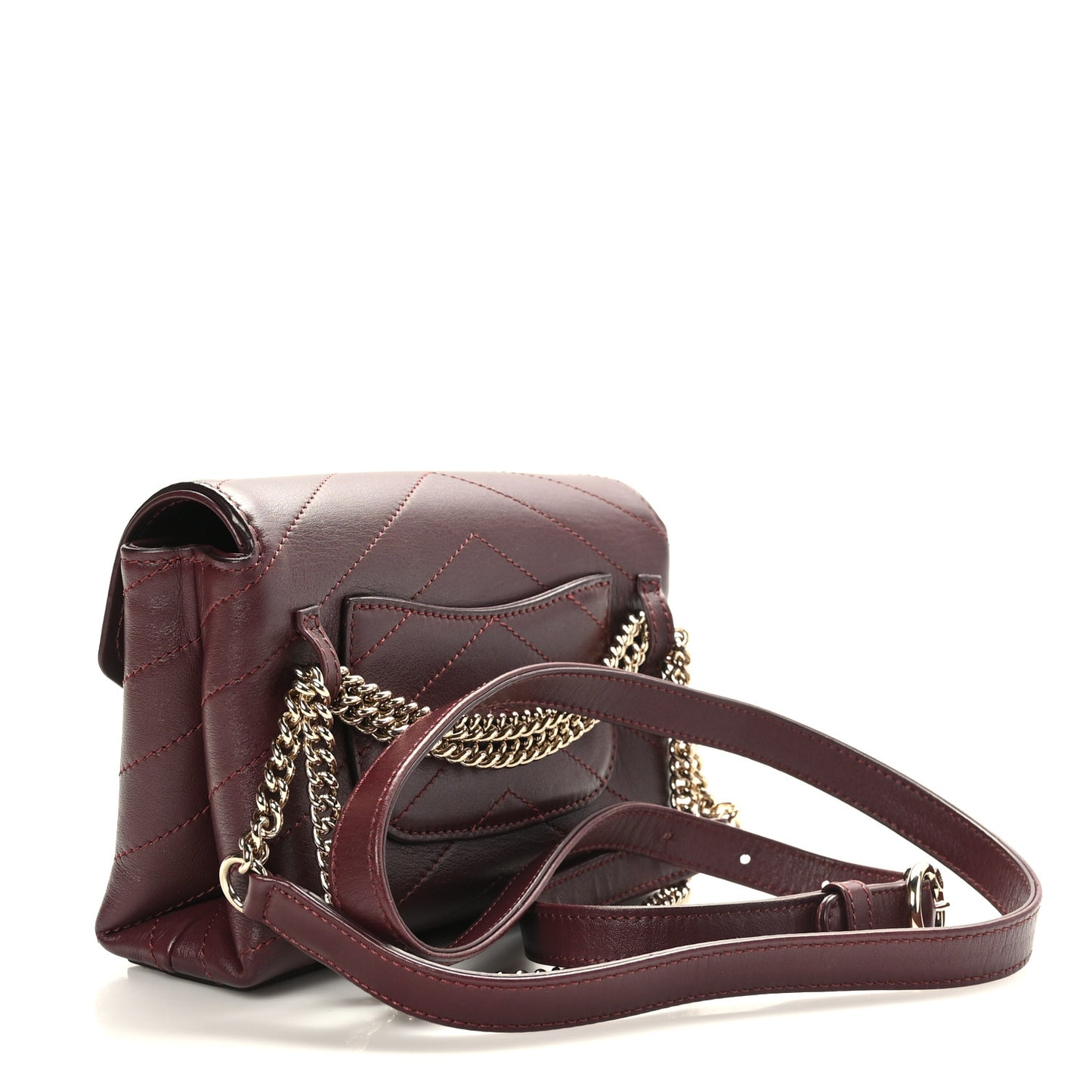Calfskin Chevron Stitched Coco Waist Bag Dark Red