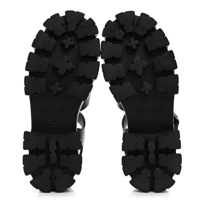 Prada Foam Rubber Metal Triangle Logo Monolith 55mm Soft Cage Sandals 37 Black 6 of 10