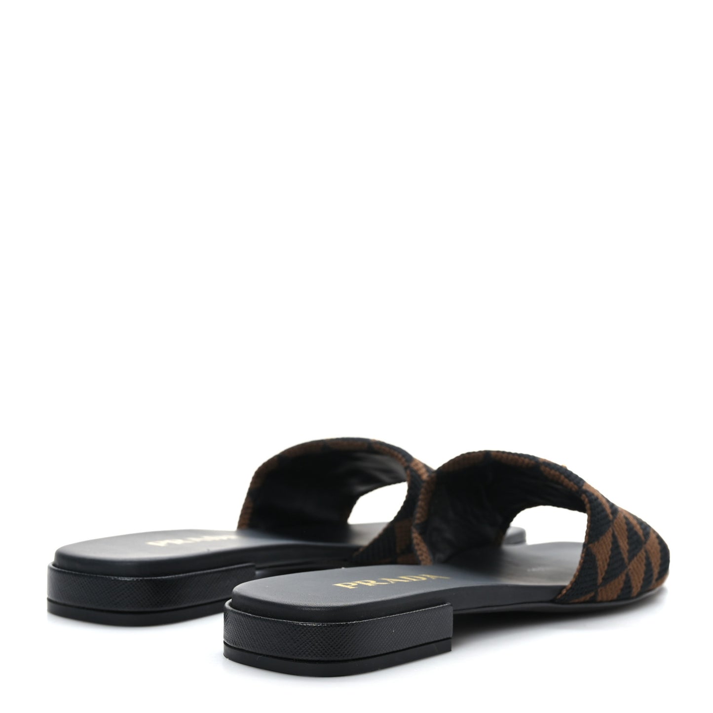 Jacquard Trianglolo Symbole Embroidered Metal Triangle Logo 10mm Slide Sandals 36.5 Black Bruciato
