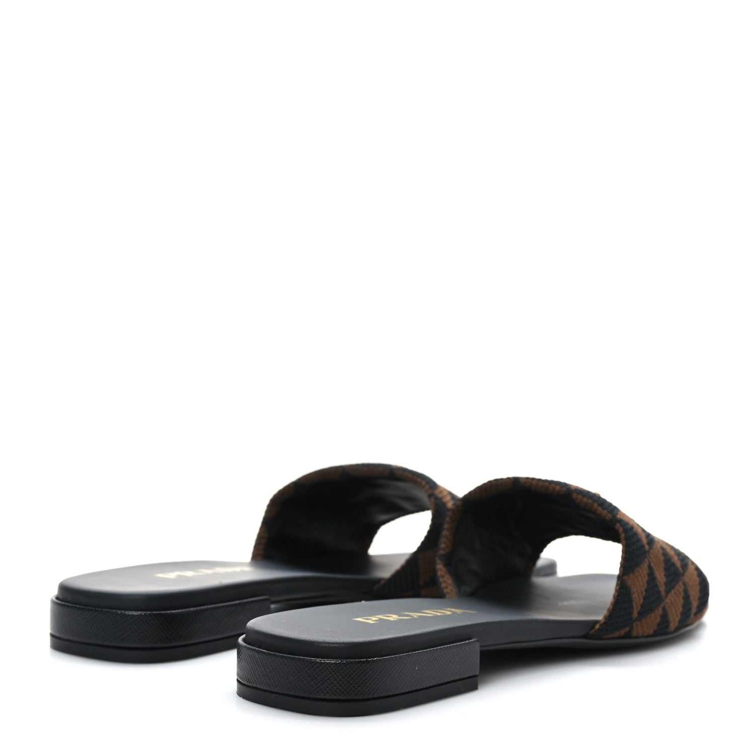 Prada Jacquard Trianglolo Symbole Embroidered Metal Triangle Logo 10mm Slide Sandals 36.5 Black Bruciato 4 of 7