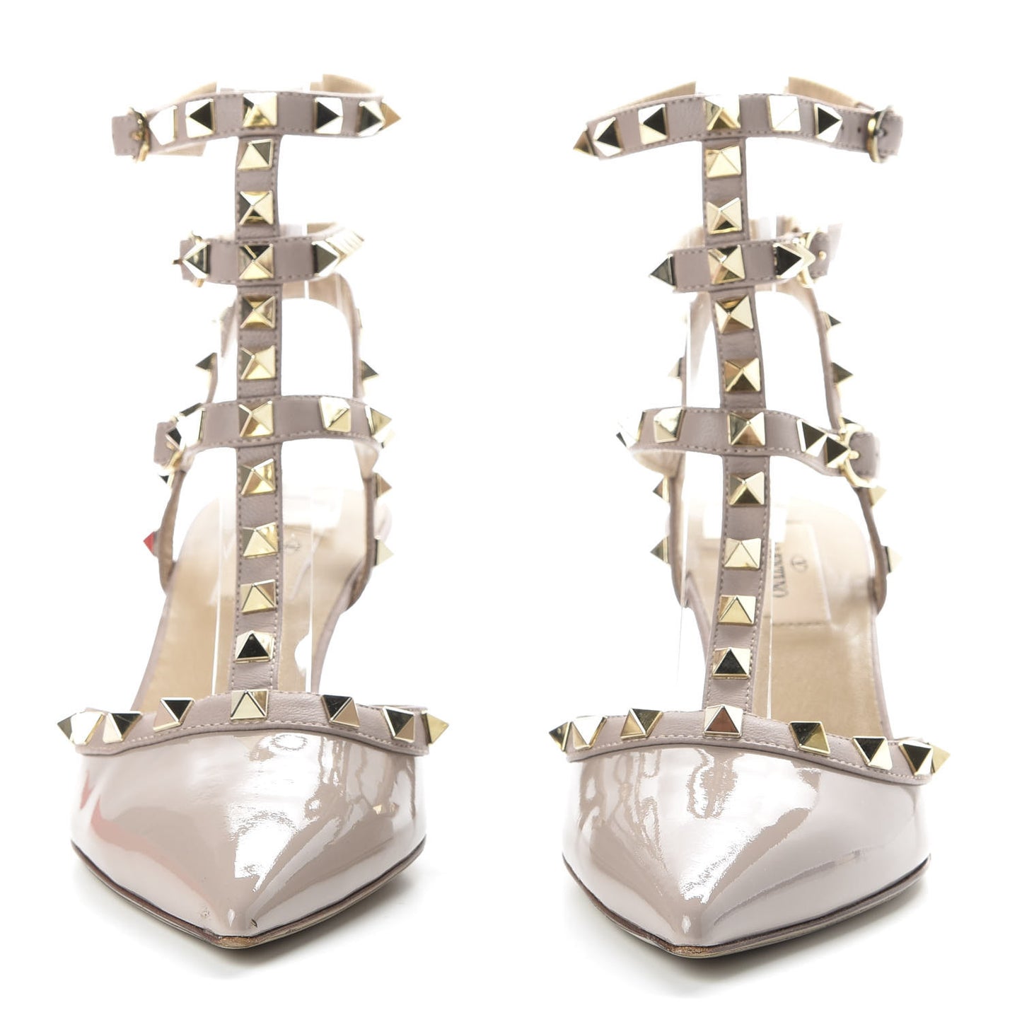 Patent Rockstud Ankle Strap 65mm Pumps 36 Poudre