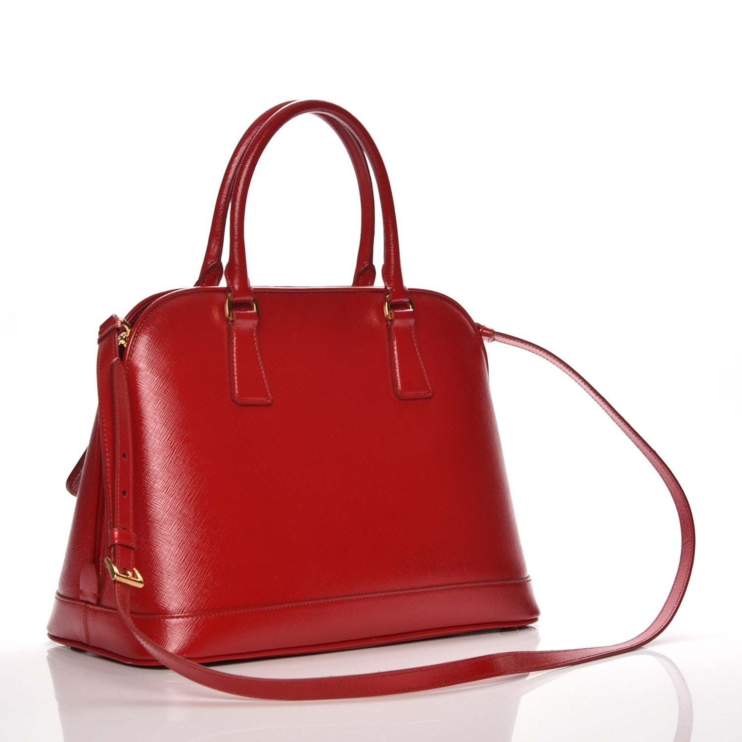 Prada Saffiano Vernice Open Promenade Tote Rosso 4 of 15