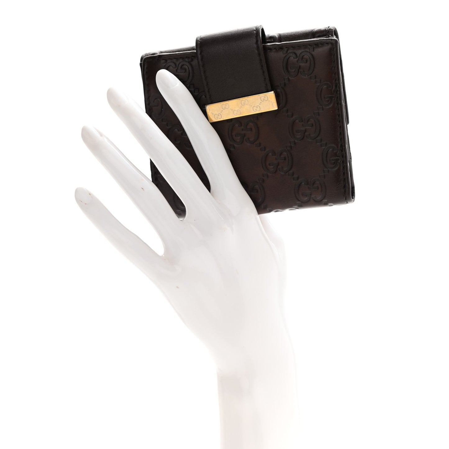 Guccissima Icon Bar French Wallet Dark Brown