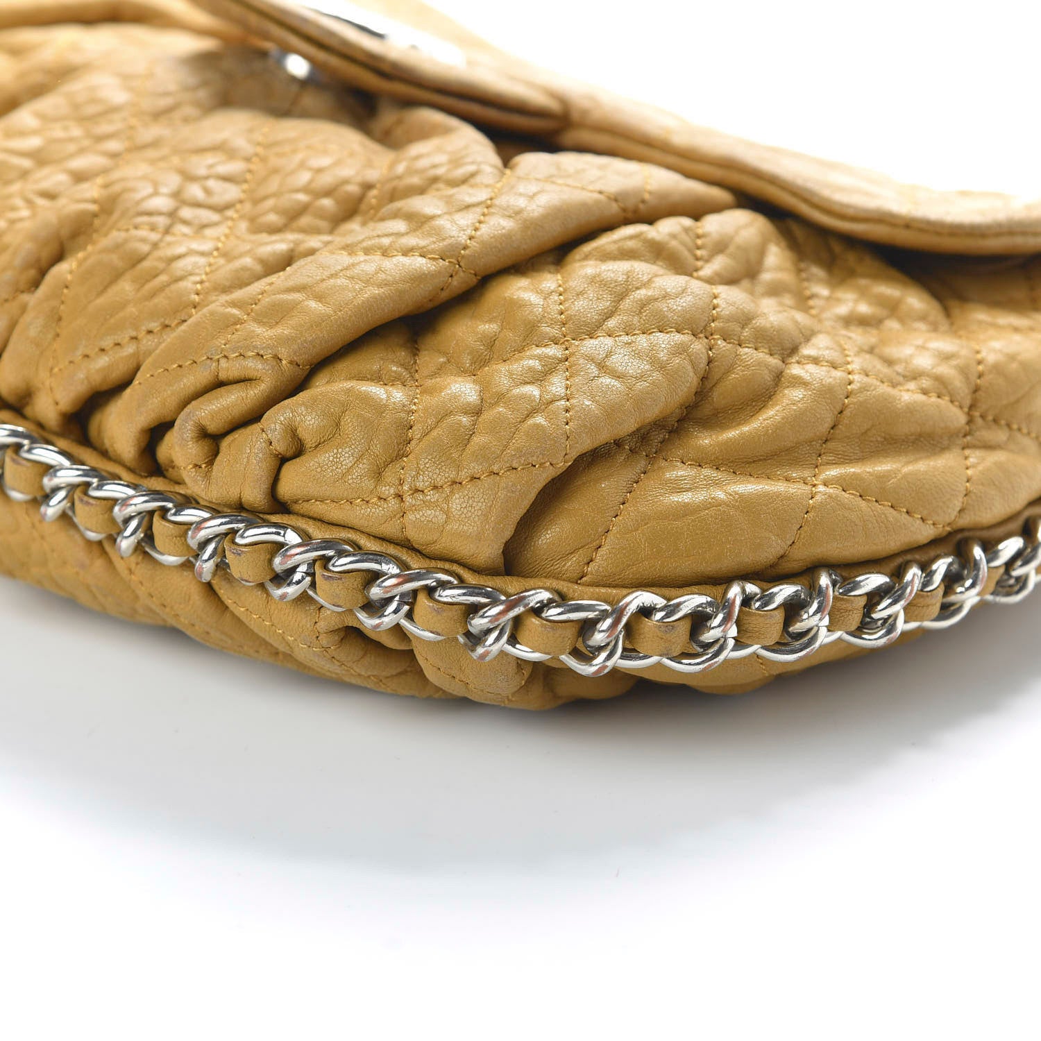Chanel Washed Lambskin Quilted Large Chain Around Messenger Dark Beige 7 of 19