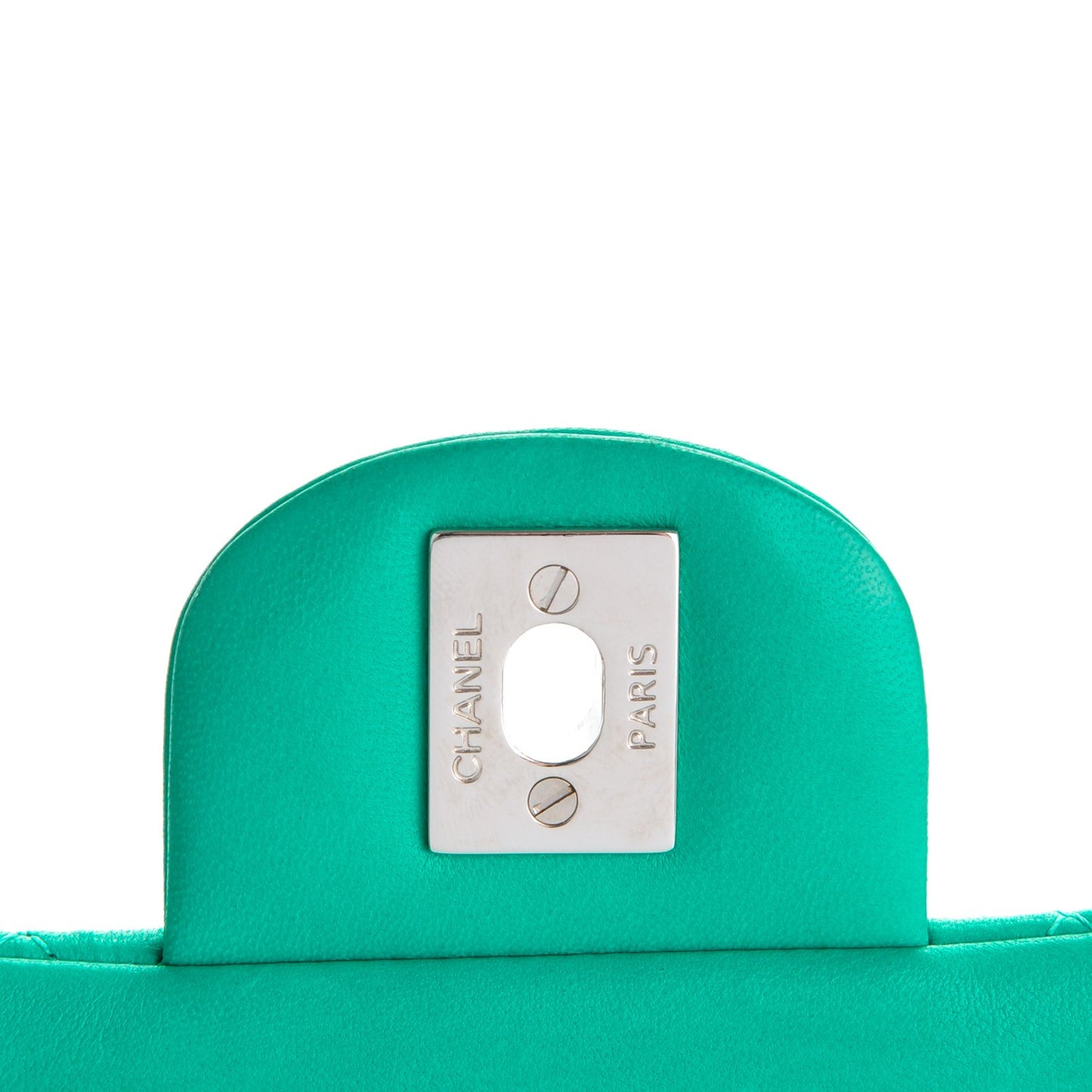 Lambskin Quilted Clutch With Chain Flap Green