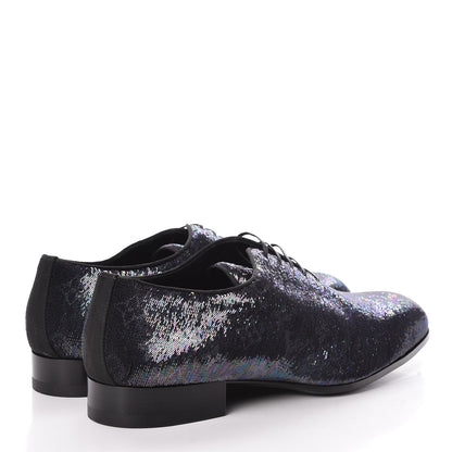 Louis Vuitton Monogram Embroided Sequins Mens Grenelle Richelieu Shoes 8 Black 4 of 9