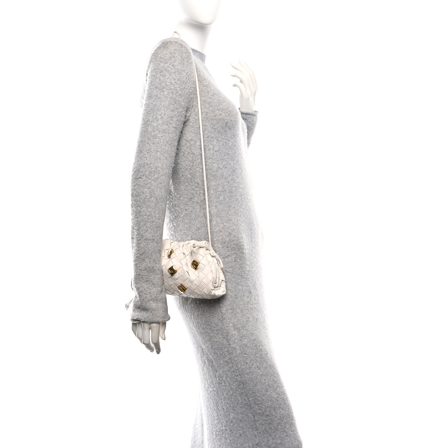 Bottega Veneta Nappa Intrecciato Studded The Mini Pouch Chalk 2 of 10