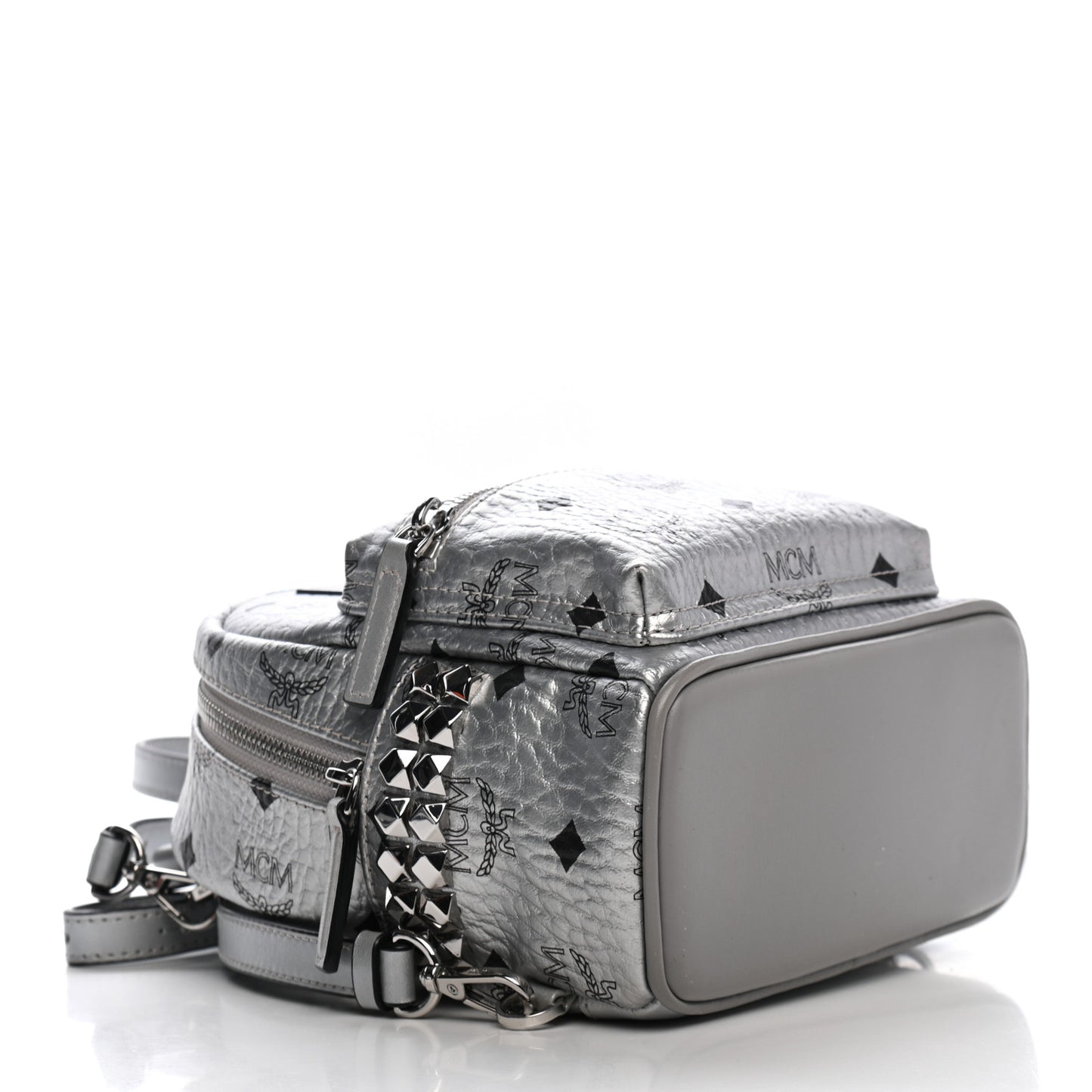 Metallic Visetos Studded X-Mini Bebe Boo Backpack Silver