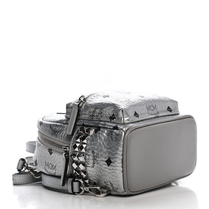 MCM Metallic Visetos Studded X-Mini Bebe Boo Backpack Silver 4 of 9