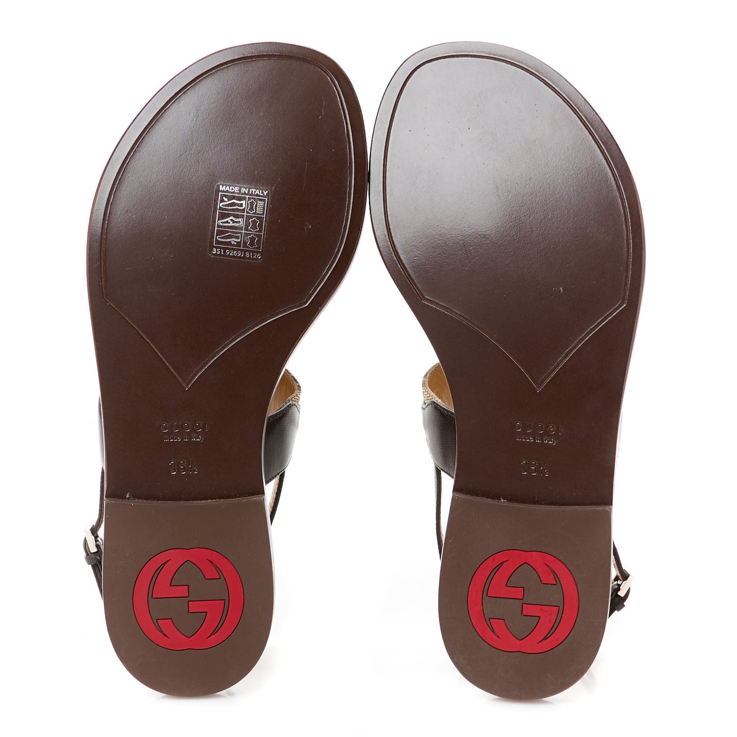Original GG Canvas Web Interlocking G Womens Thong Sandals 36.5 Beige Ebony Vert Cocoa