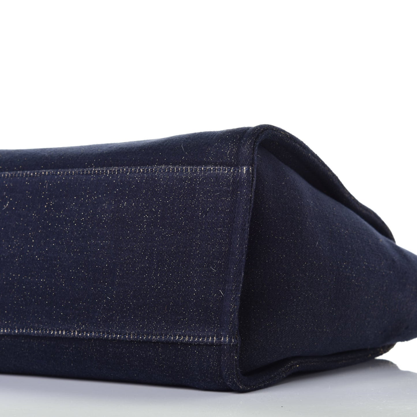 Lurex Canvas Medium Deauville Tote Navy Blue Gold