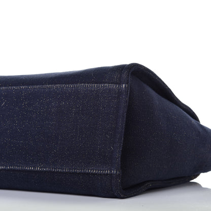 Chanel Lurex Canvas Medium Deauville Tote Navy Blue Gold 10 of 10