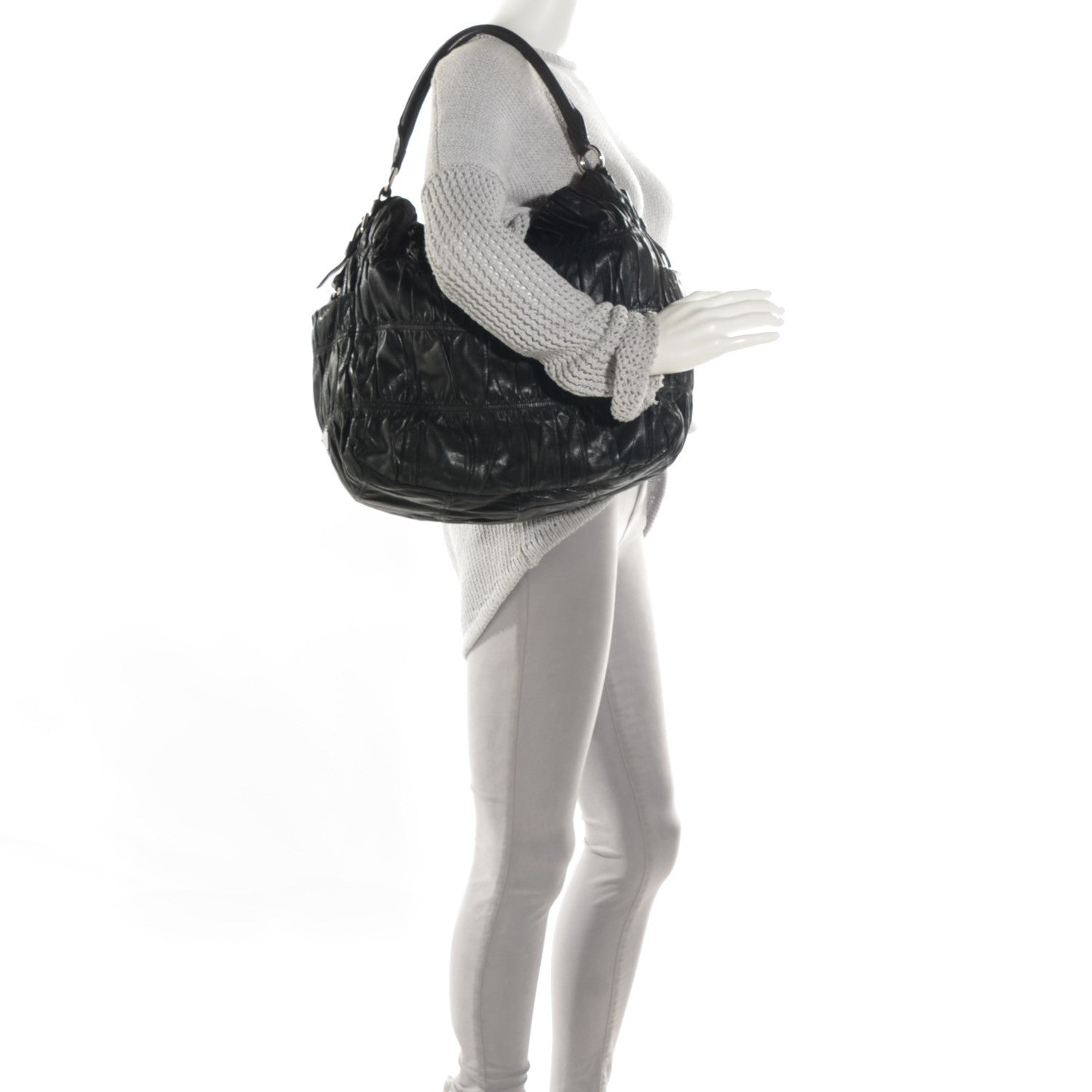 Prada Nappa Gaufre Hobo Nero Black 2 of 8