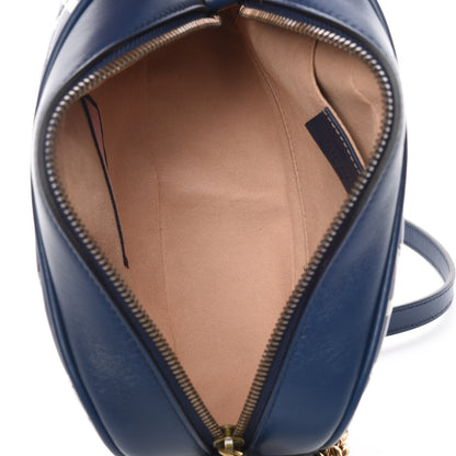 Gucci Calfskin Matelasse GucciGhost Small GG Marmont Chain Shoulder Bag Blue Agata Hibiscus Red 7 of 11