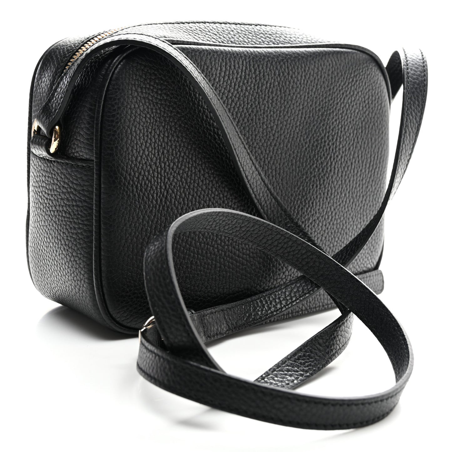 Pebbled Calfskin Small Soho Disco Bag Black