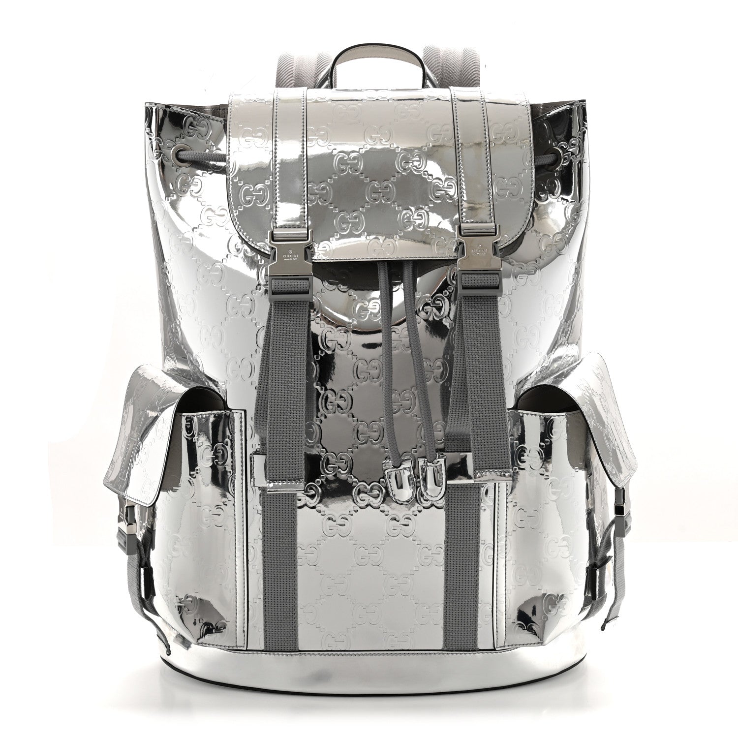 Gucci Mirror Effect GG Monogram Appia Calfskin Web Double Buckle