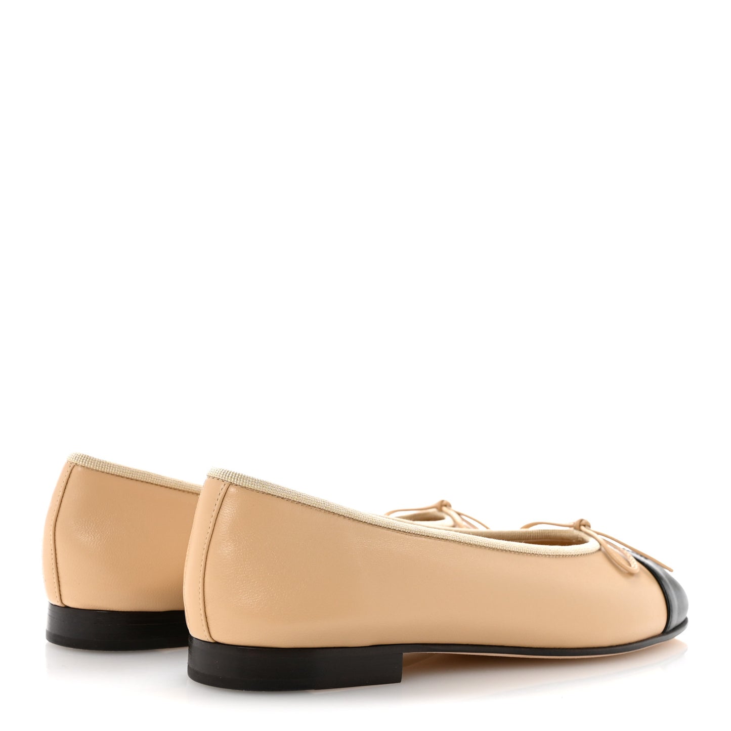 Lambskin Cap Toe CC Ballerina Flats 37 Beige Black