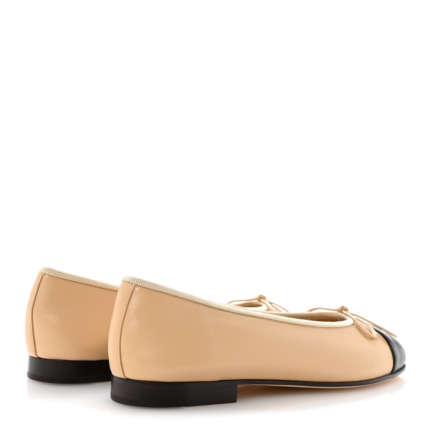 Chanel Lambskin Cap Toe CC Ballerina Flats 37 Beige Black 5 of 10