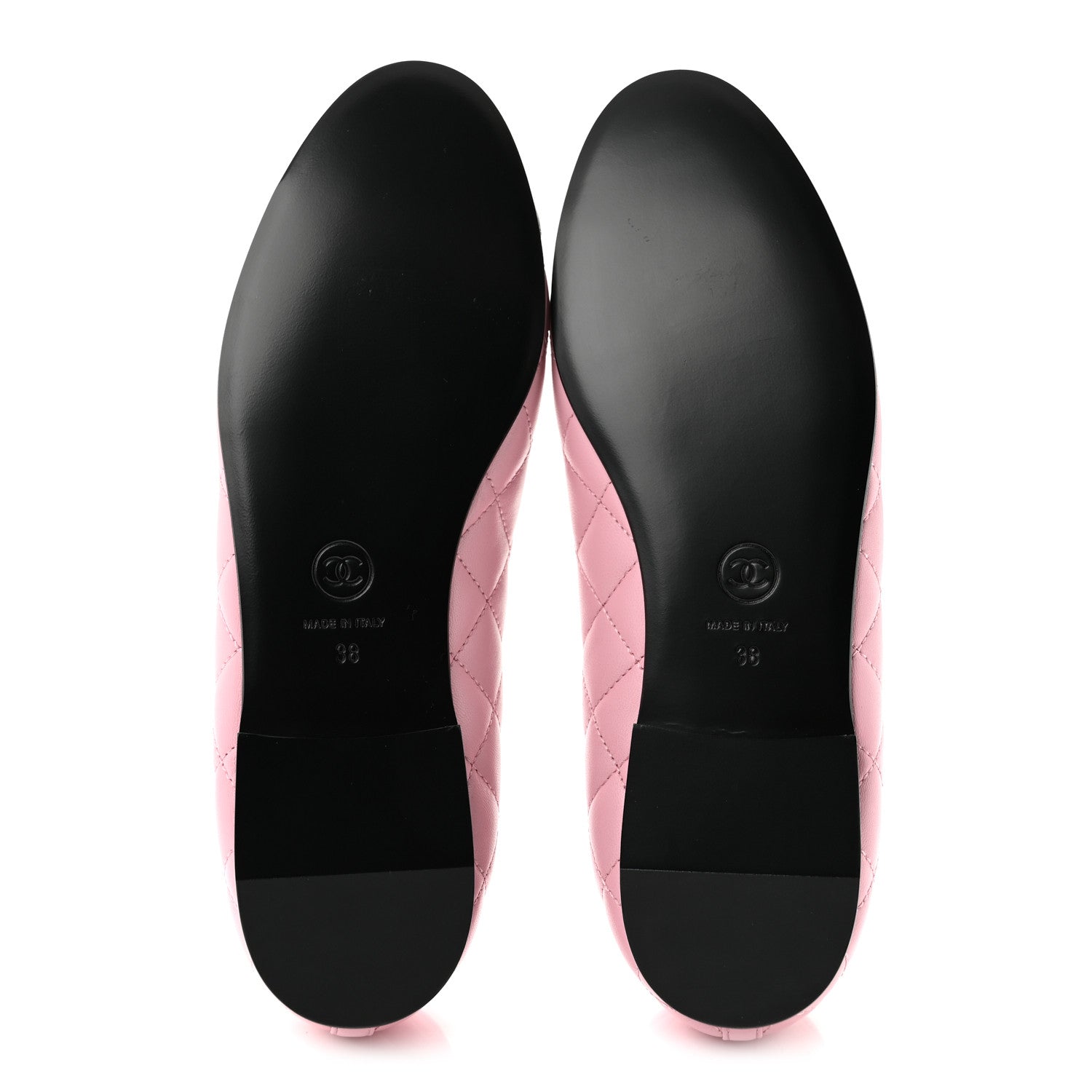 Chanel Lambskin Quilted CC Cap Toe Ballerina Flats 38 Pink Black 6 of 9
