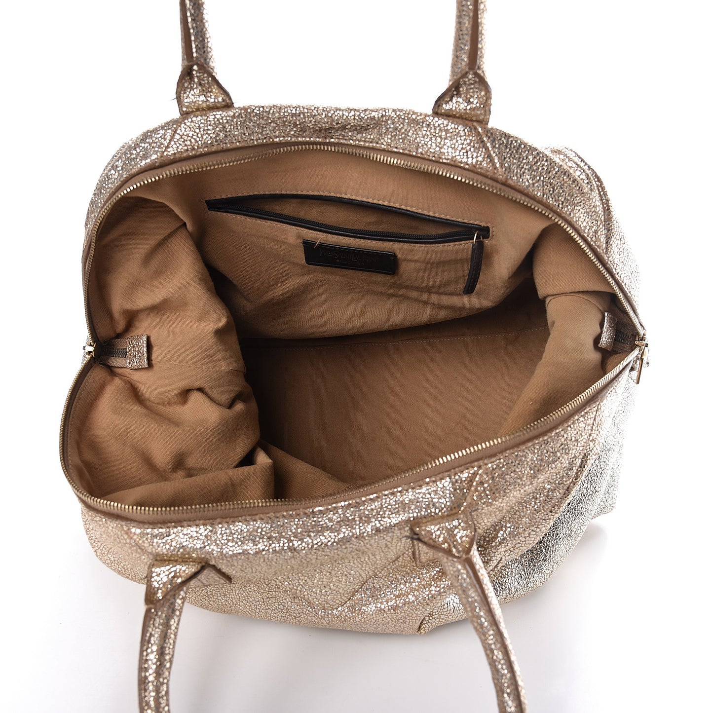 Volcano Crackled Calfskin Medium Easy Y Bag Gold