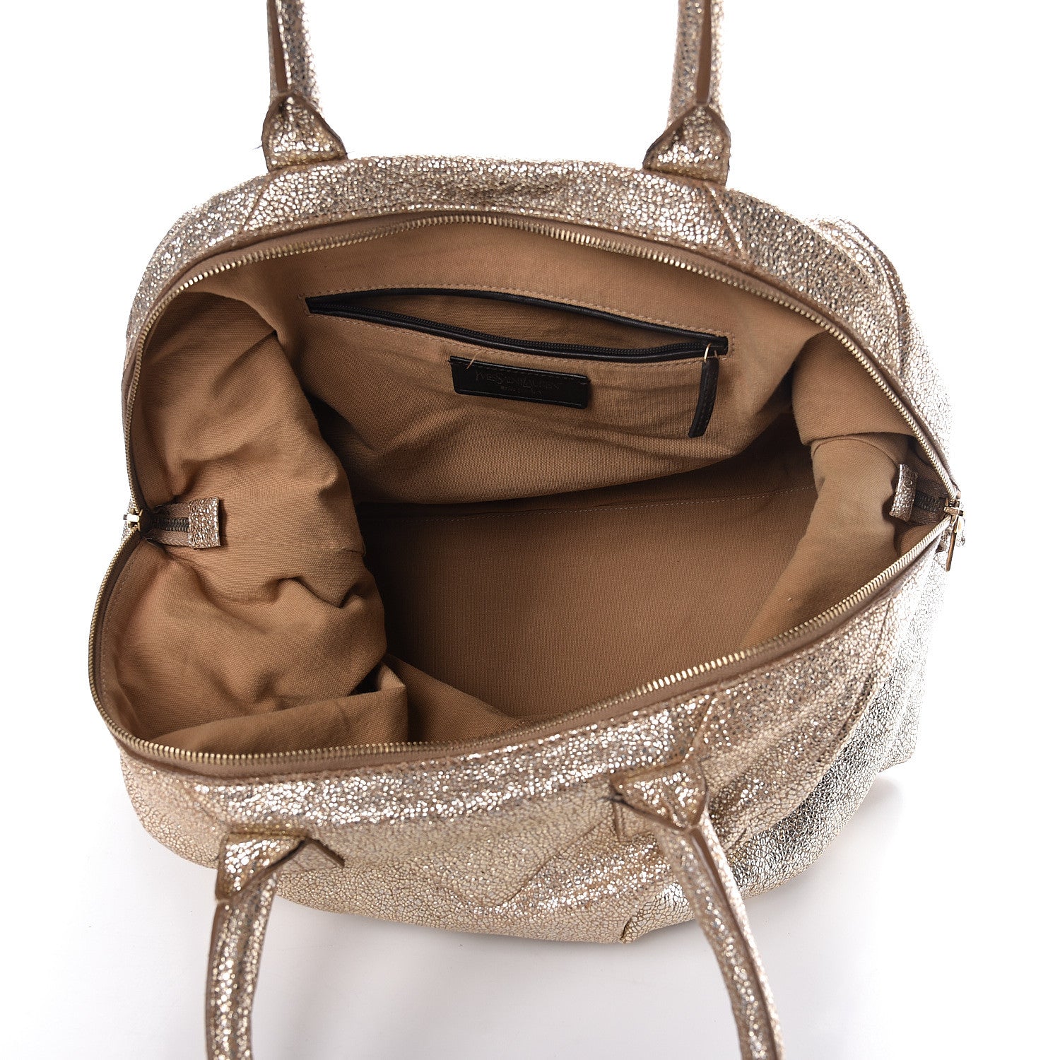 Saint Laurent Volcano Crackled Calfskin Medium Easy Y Bag Gold 5 of 30